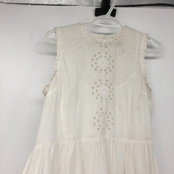 Hinge white high neck eyelet cutouts  lace trim mini dress - small - Picture 10 of 14